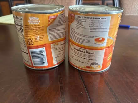 Photo of free 2 cans of Libby's pure pumpkin (Meadows in Sarasota) #2