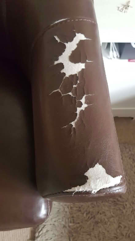 Photo of free Brown leather effect tub chair needs attention (Cheylesmore CV3) #2