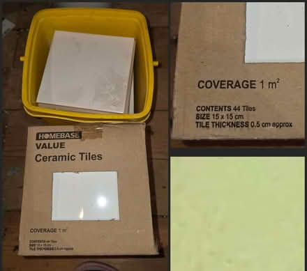 Photo of free Full box (plus extra) of white ceramic tiles. (Attleborough NR17) #1