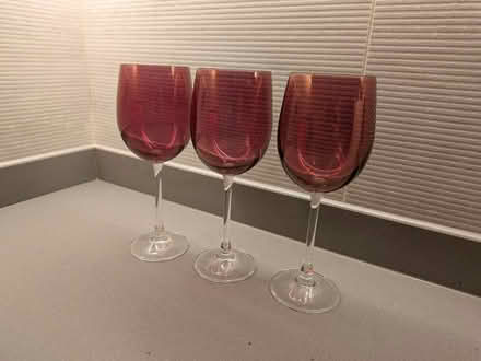 Photo of free Three pink wine glasses (Bernards Heath AL1) #1