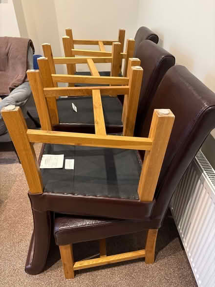 Photo of free Six oak and leather dining chairs (Shirley CR0) #1
