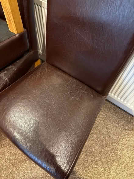 Photo of free Six oak and leather dining chairs (Shirley CR0) #3