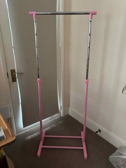 Photo of free Small pink adjustable clothes rail (Far Bletchley MK3) #1