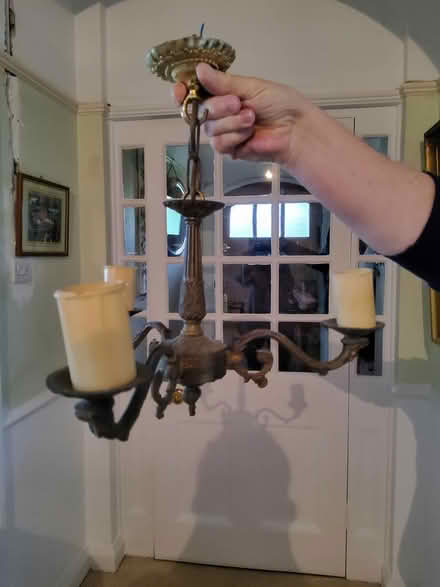 Photo of free antiqued brass 3 arm light fitting (Bexhill on Sea) #2