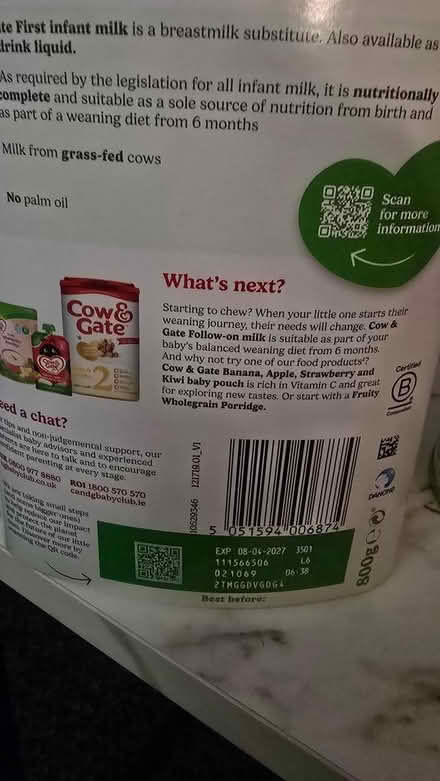 Photo of free X2 Tubs of Cow&Gate 1st infant (Morpeth NE65) #2