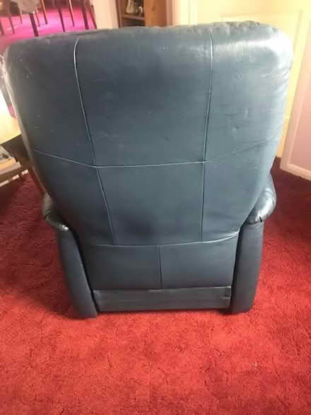 Photo of free Blue leather manual recliner chair (Marshland St James PE14) #3