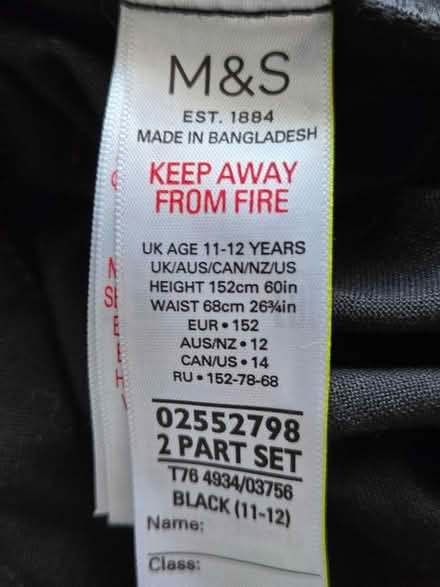 Photo of free Black school shorts age 11 to 12 (BS5) #2