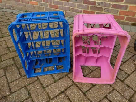 Photo of free one blue crate for milk bottles. The pink has been taken now (Six Ways AL8) #1