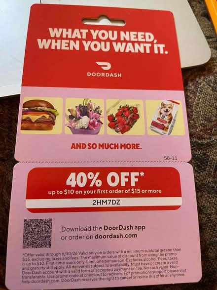 Photo of free coupon for doordash (Wedgwood) #1