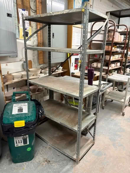Photo of free Metal shelving unit (Brookline Village) #1