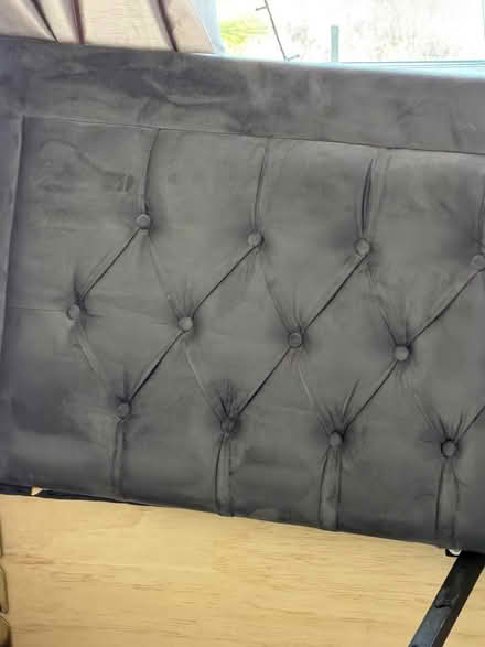 Photo of free Velvet bed grey with storage (Elm Park) #1