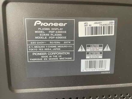 Photo of free Pioneer (non-smart) 43” plasma TV (today) (Sion Hill) #4