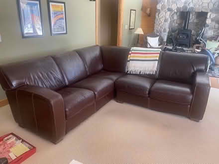 Photo of free Leather sectional (Maple Grove) #1