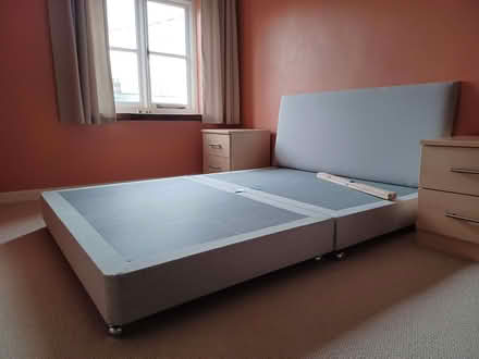 Photo of free Low double divan base and headboard (Barnham Broom NR9) #1
