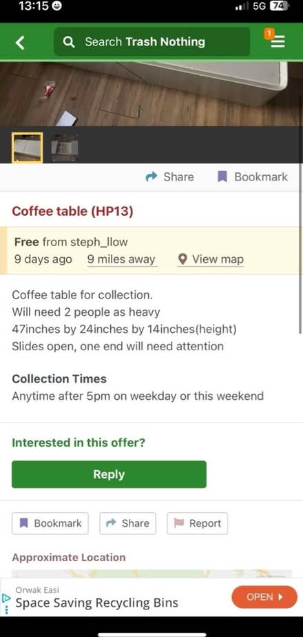 Photo of free Coffee table (Loudwater HP10) #3