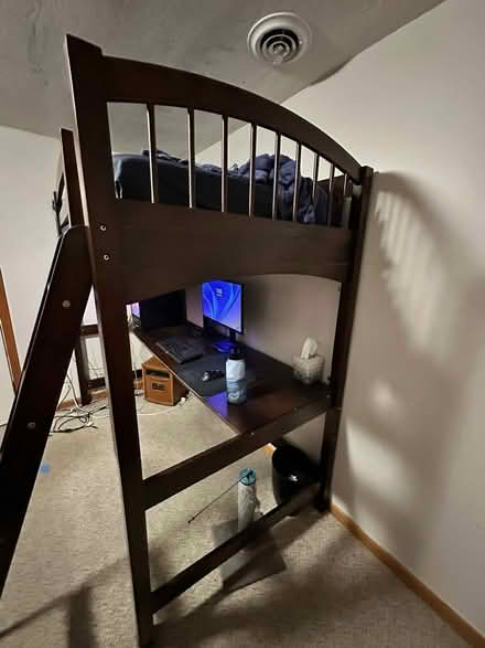 Photo of free Wooden loft bed with desk (Bloomington) #2