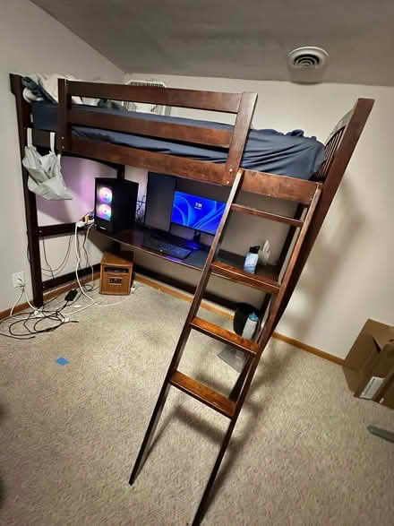 Photo of free Wooden loft bed with desk (Bloomington) #1