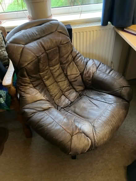 Photo of free Brown leather chair (Newhaven BN9) #1