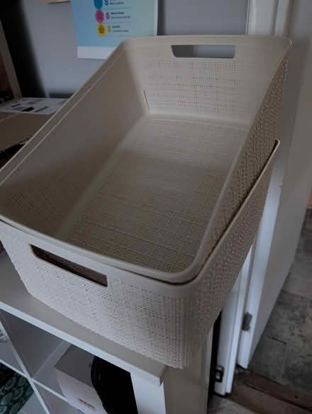 Photo of free 2 beige plastic baskets Curver (Hoddesdon EN11) #1