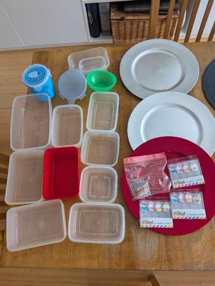 Photo of free Selection of tupperware, party plates, candles (The Camp AL4) #1