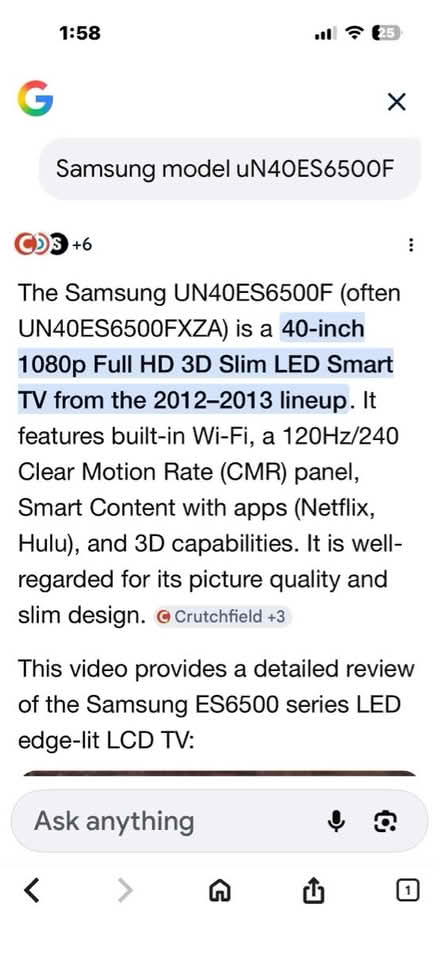 Photo of free Samsung 40” TV (W. 72nd St., NY,NY 10023) #1