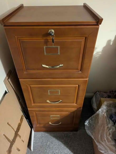 Photo of free 3 drawer wood filing cabinet (Clevedon BS21) #1