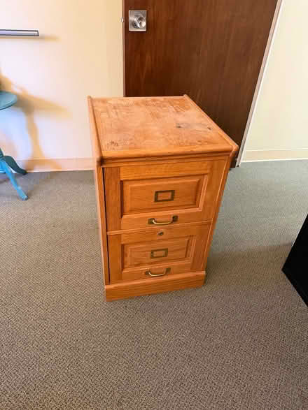 Photo of free 2 drawer solid oak file cabinet (Redwood city) #2