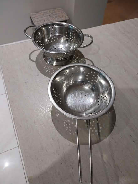 Photo of free 2 silver metal collanders (Wickford Essex) #1
