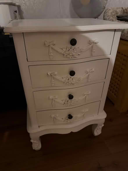 Photo of free 4 drawer shabby chic bedside drawer (Farnworth Widnes WA8) #1
