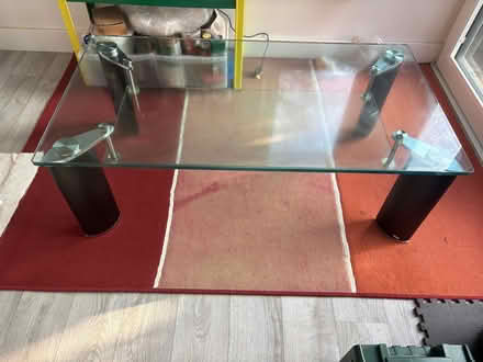 Photo of free Heavy clear glass TV stand with lower shelf (Woodside Park N20) #2