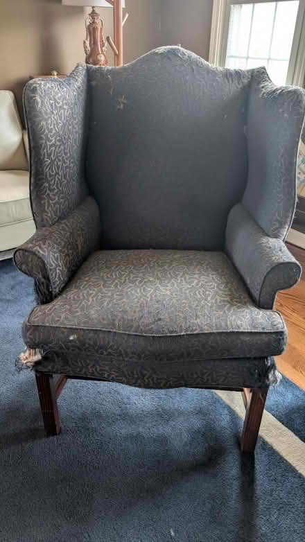 Photo of free Wing-Back Chair (Reupholstery!) (Near Schaumburg Village hall) #1