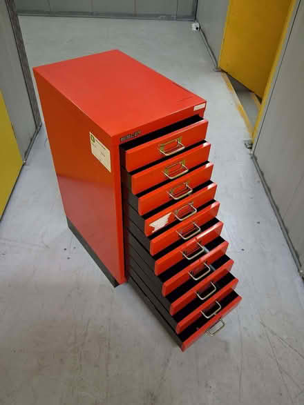 Photo of free Red Bisley 10-drawer metal filing cabinet (Woodlands TW7) #1
