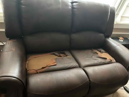 Photo of free Use leather recliner loveseat (Fall church) #1