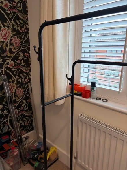 Photo of free Black clothes rail with hooks and shelves (Wokingham RG40) #4