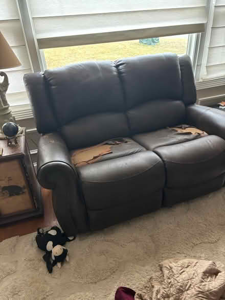 Photo of free Use leather recliner loveseat (Fall church) #3