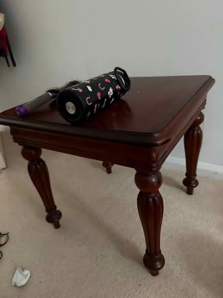 Photo of free 2 solid dark Wood side tables (Thrapston) #2