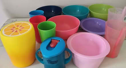 Photo of free Plastic bowls cups plates and beaker (Bathwick) (North Road BA2) #1