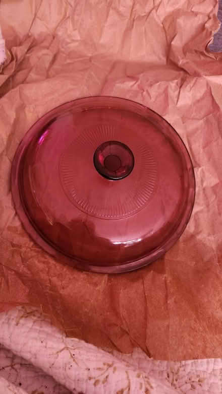 Photo of free Pyrex visions cranberry glass lid (Danforth and Greenwood) #1