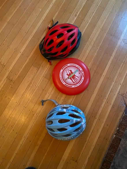 Photo of free 2 women’s bike helmets, frisbee (Lowell and highland) #1