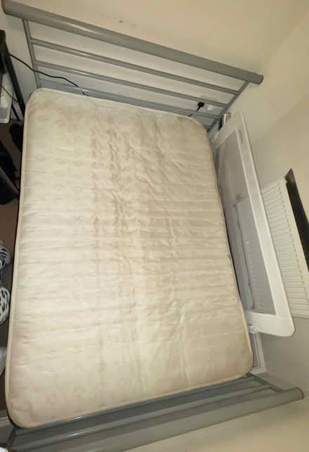 Photo of free Metal double Bed and old Mattress (Levenshulme M19) #1