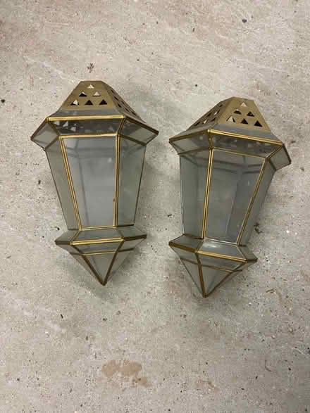 Photo of free Two gold, glass lampshades (KT9) #1