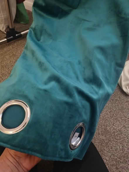 Photo of free Pair of Dunelm velvet touch curtains in Teal (South Oxhey WD19) #1