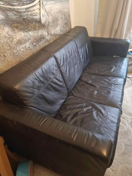 Photo of free Leather sofa, black Italian leather (Shooters hill SE18) #1