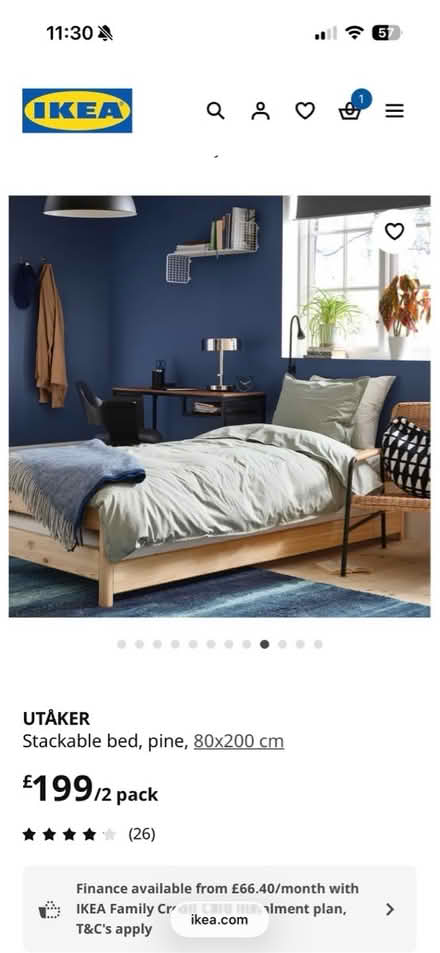 Photo of free UTÅKER Stackable bed, pine (Marston OX3 0) #4