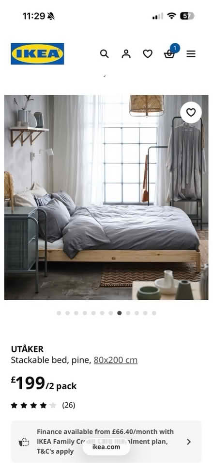 Photo of free UTÅKER Stackable bed, pine (Marston OX3 0) #1