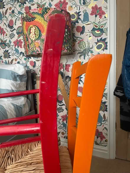 Photo of free 3 wooden/wicker chairs (one with crack to seat back) (Cookridge LS16) #3