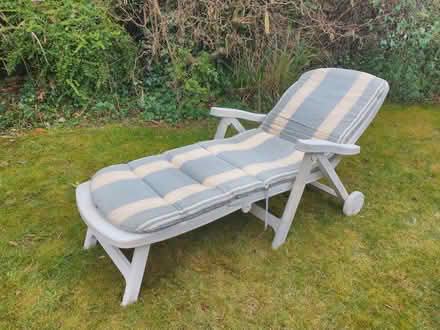 Photo of free Sun lounger - white plastic, folding, with cushion (Timperley WA15) #3