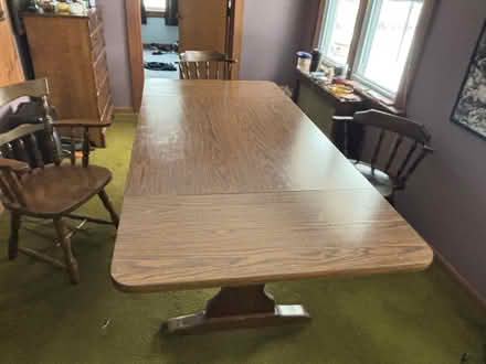 Photo of free Wood table and 3 Chairs (Easthampton) #1