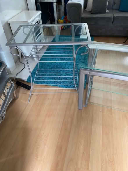 Photo of free Glass and metal tables/tv stand (L38) #4