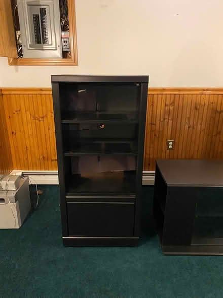Photo of free Black TV Stand, 2 Media Cabinets (Easthampton) #4